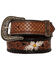 Image #1 - Myra Bag Women's Checkered Brown Hand Tooled Leather Belt, Brown, hi-res