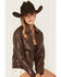 Image #1 - Stoosh Women's Faux Leather Zip Front Jacket, Brown, hi-res