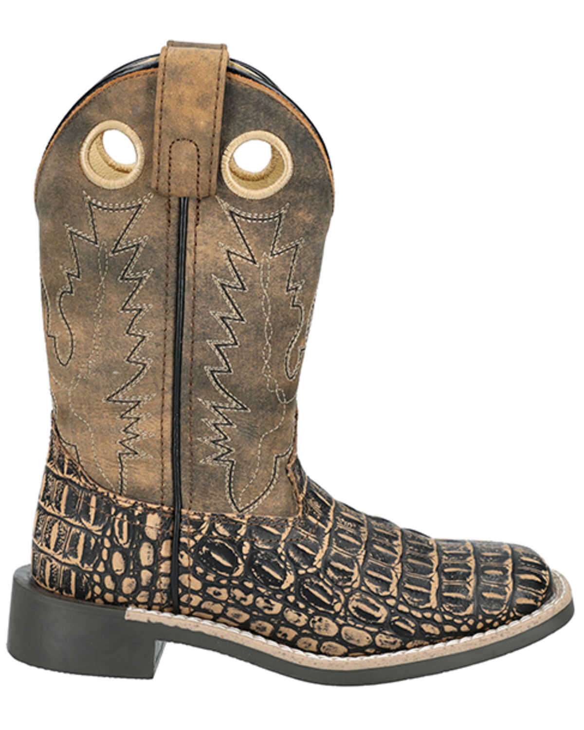 Image #2 - Smoky Mountain Boys' Gator Western Boots - Broad Square Toe, Black/brown, hi-res