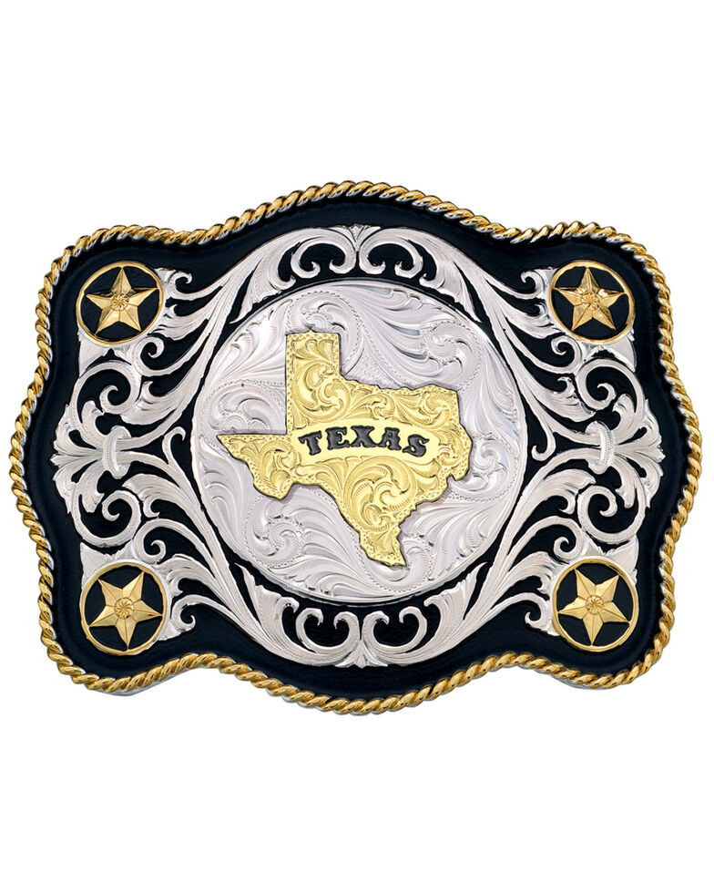 Montana Silversmiths Sheridan Style Texas State Western Belt Buckle, Multi, hi-res