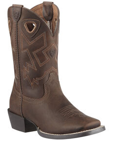 Ariat Boys' Charger Distressed Cowboy Boots - Square Toe, Brown, hi-res
