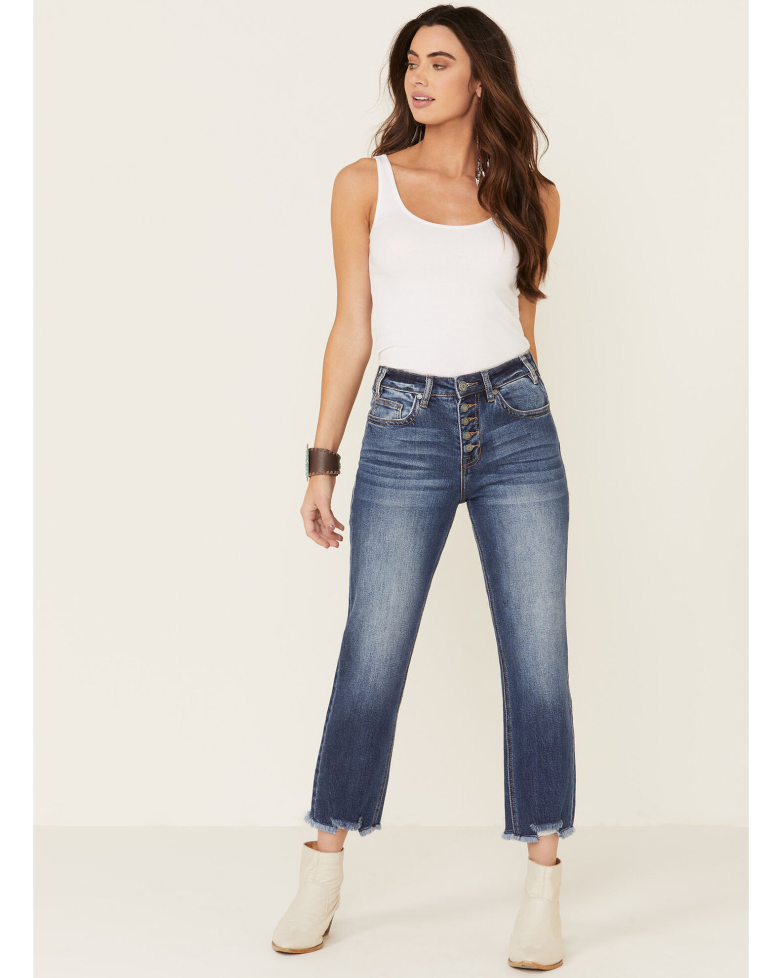 Rock & Roll Denim Women's Cropped Straight Leg Jeans - Country Outfitter
