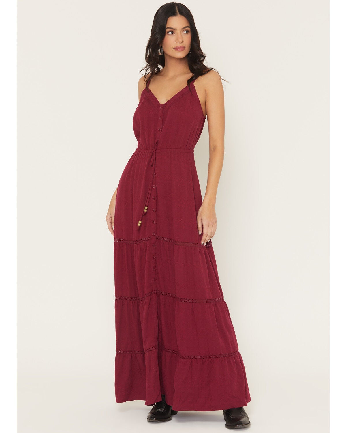 Idyllwind Women's Sleeveless Maxi Dress, Maroon, hi-res