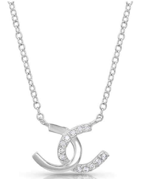 Montana Silversmiths Women's Horseshoe Happiness Necklace, Silver, hi-res