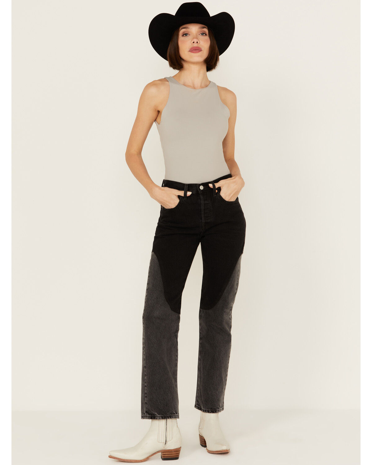 Image #1 - Levi's Premium Women's 501® Original Off To The Ranch High Rise Chap Jeans, Black, hi-res