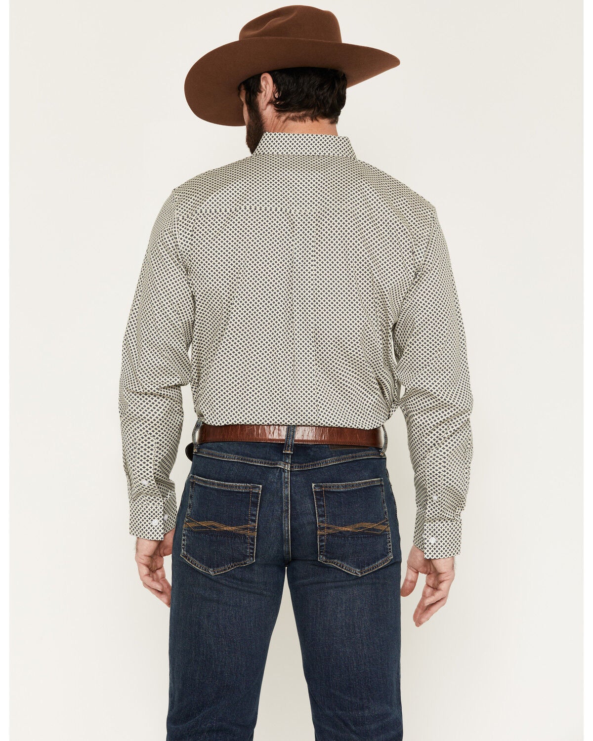 Image #4 - RANK 45&reg; Men's Thorn Geo Print Long Sleeve Button-Down Stretch Western Shirt, Ivory, hi-res