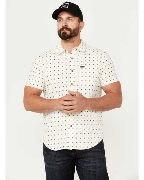 Brixton Men's Charter Geo Print Short Sleeve Button-Down Shirt, Off White, hi-res