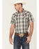 Cody James Men's Statement Dobby Plaid Short Sleeve Snap Western Shirt , White, hi-res