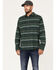 Image #1 - Brothers and Sons Men's Novelty Striped Long Sleeve Button Down Western Flannel Shirt , Forest Green, hi-res