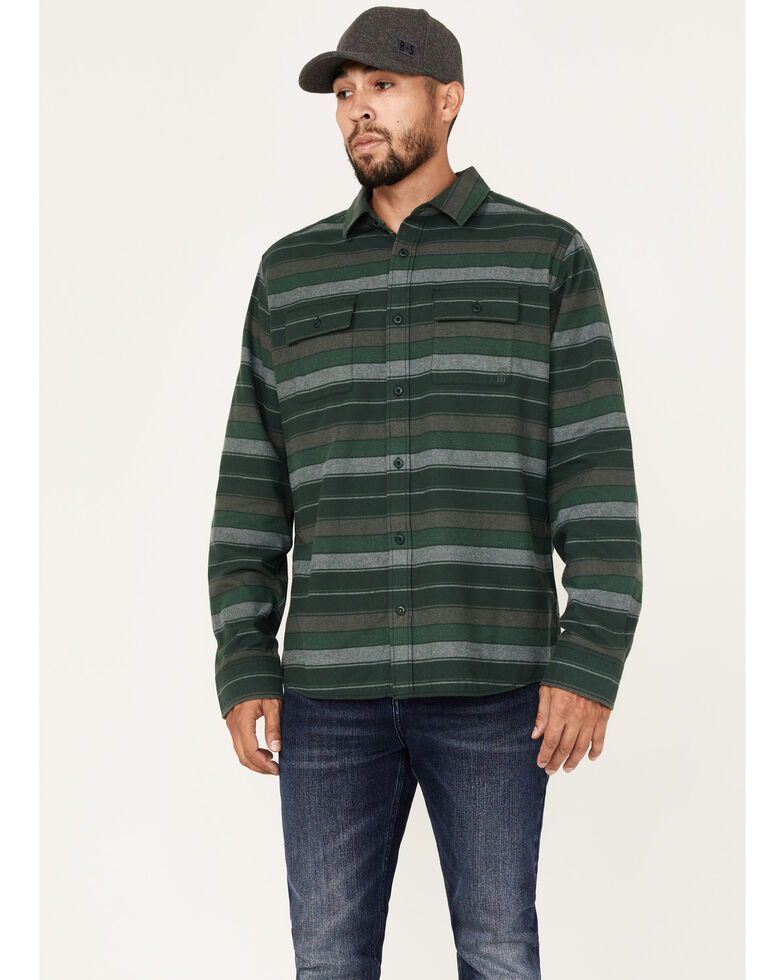 Brothers & Sons Men's Novelty Stripe Long Sleeve Button-Down Western Flannel Shirt , Forest Green, hi-res