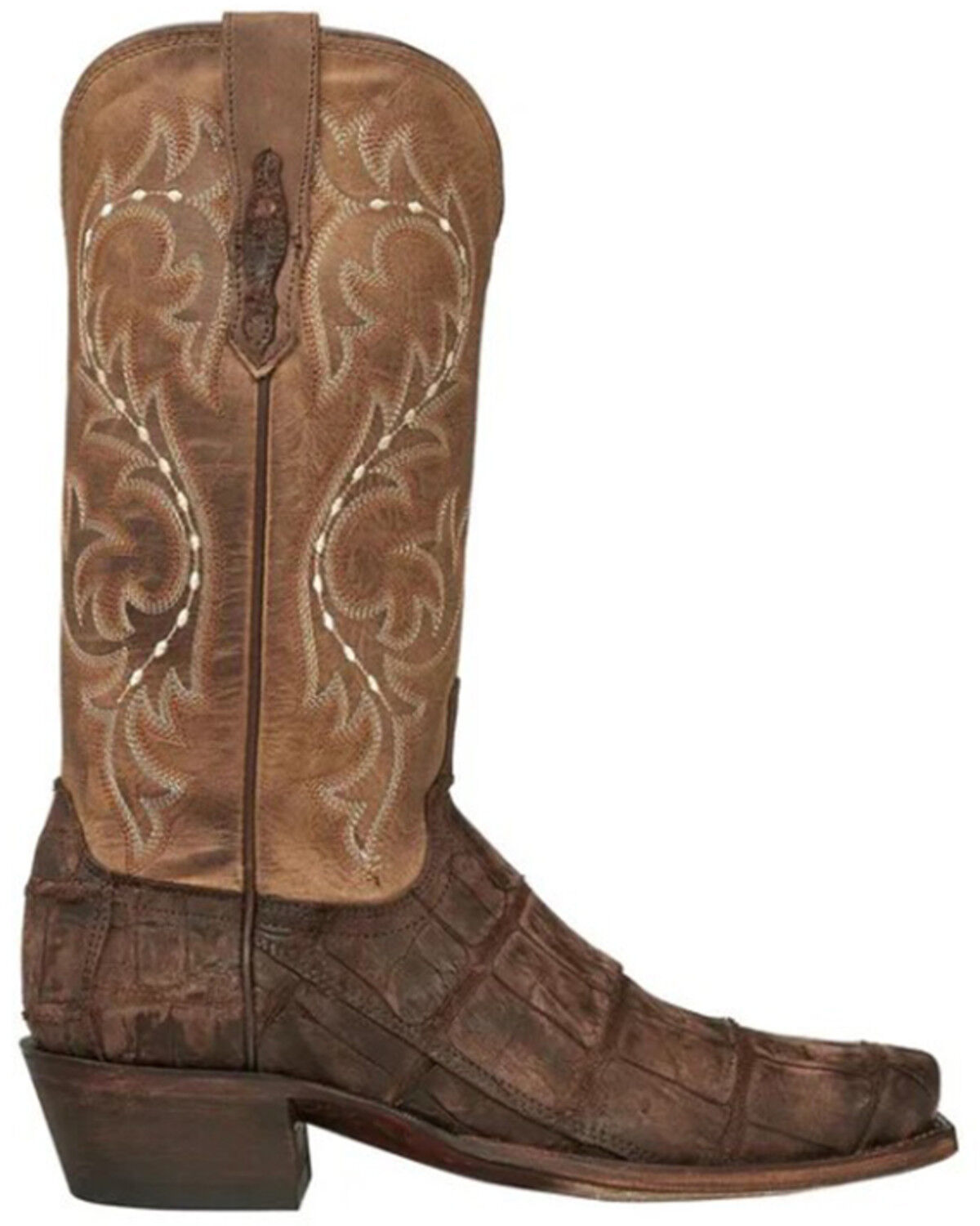 Image #3 - Lucchese Men's Handmade Burke Alligator Western Boots - Square Toe, Chocolate, hi-res