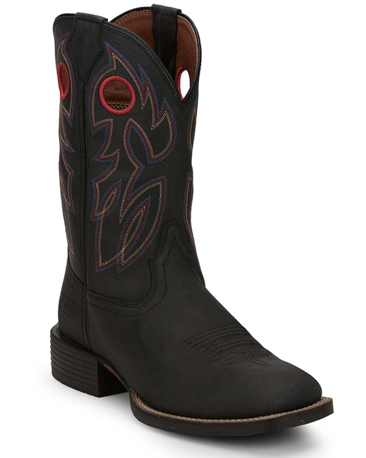Justin Men's 11" Stampede Bowline Western Boots - Broad Square Toe, Black, hi-res