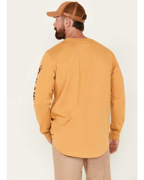 Image #4 - Hawx Men's Season Logo Long Sleeve Work Shirt, Dark Yellow, hi-res