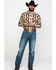 Rock & Roll Denim Men's Southwestern Jacquard Plaid Long Sleeve Western Shirt , Red, hi-res