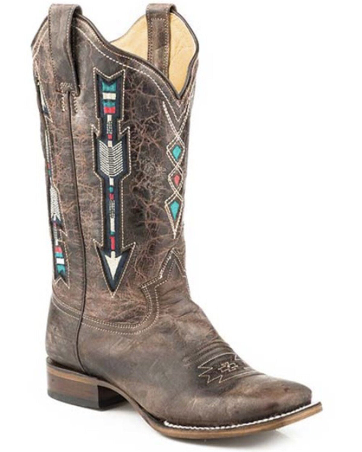 Roper Women's Arrows Square Western Boots - Broad Square Toe, Brown, hi-res