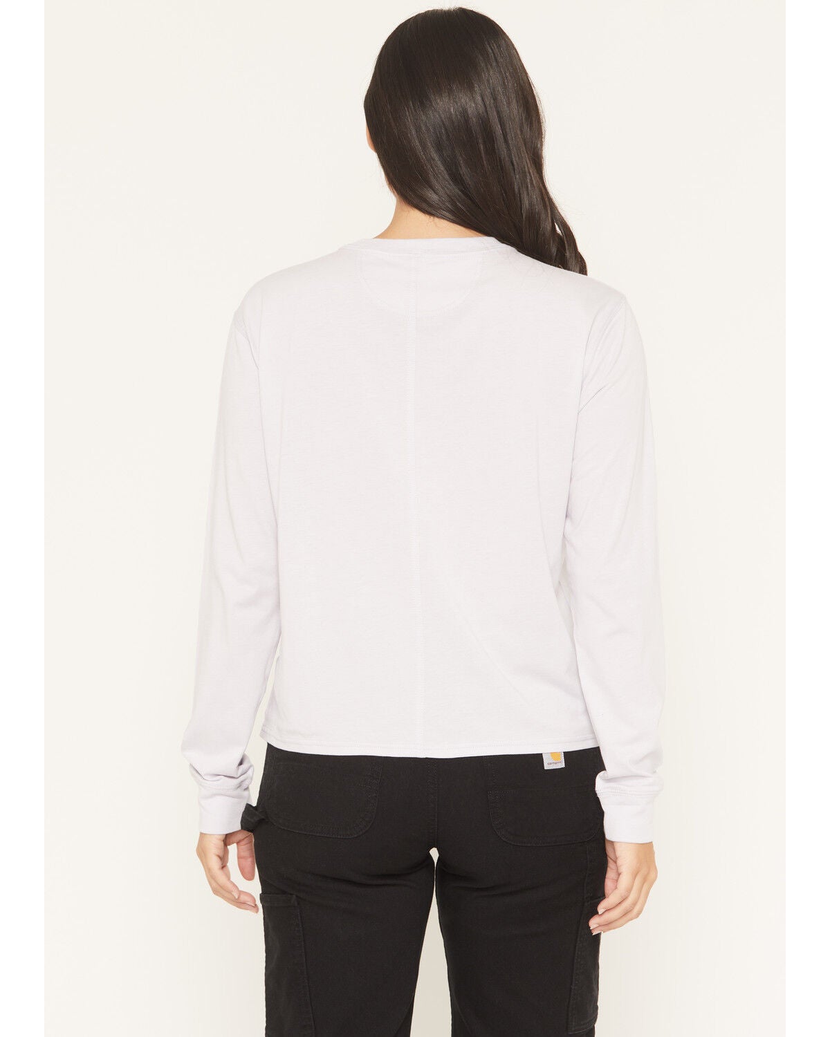 Image #4 - Carhartt Women's TENCEL&trade; Fiber Series Loose Fit Long Sleeve Crewneck Pocket T-Shirt, Lavender, hi-res