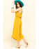 Rock & Roll Denim Women's Squash Blossom Embroidered Culotte Jumpsuit, Dark Yellow, hi-res