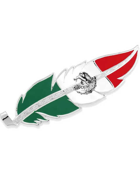 Image #1 - Montana Silversmiths Men's Mexico Flag Hat Feather , Silver, hi-res