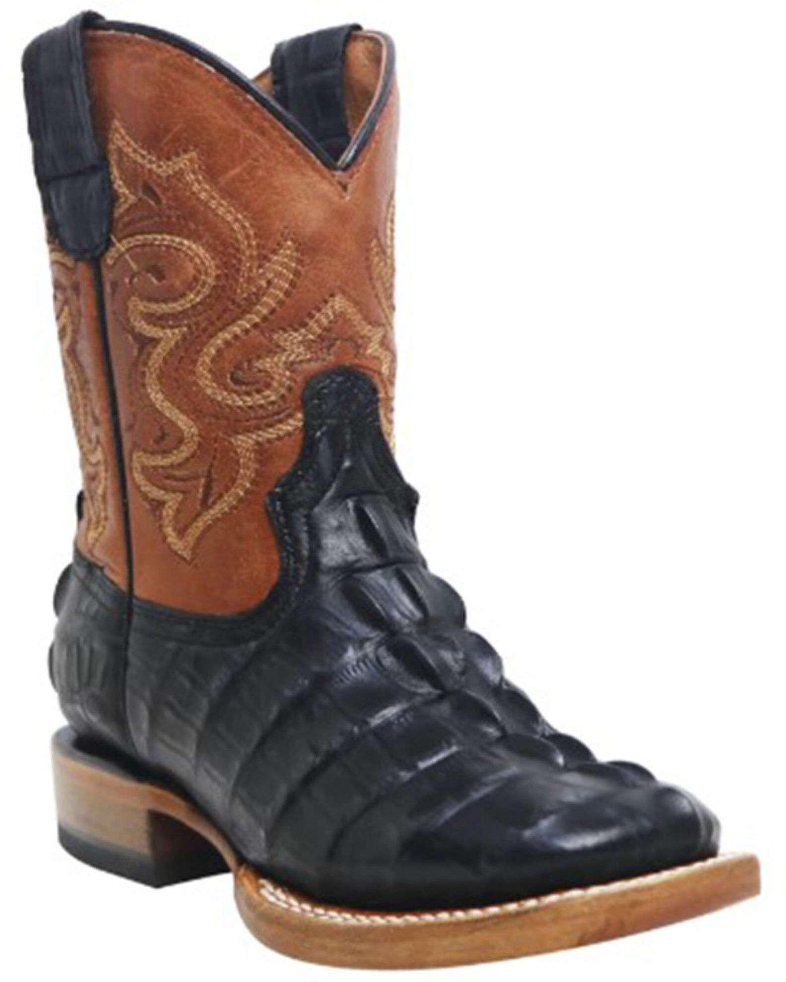 Tanner Mark Boys Crocodile Print Western Boots Square Toe