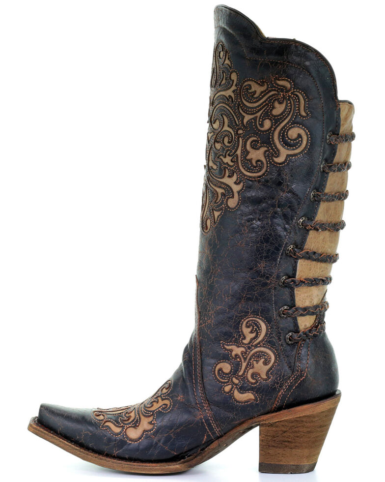 Corral Women's Inlay and Straps Cowgirl Boots - Snip Toe - Country