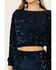 Molly Bracken Women's Sequin Crop Top, Navy, hi-res