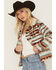 Image #2 - Rock & Roll Denim Women's Southwestern Print Sherpa Jacket, Blue, hi-res