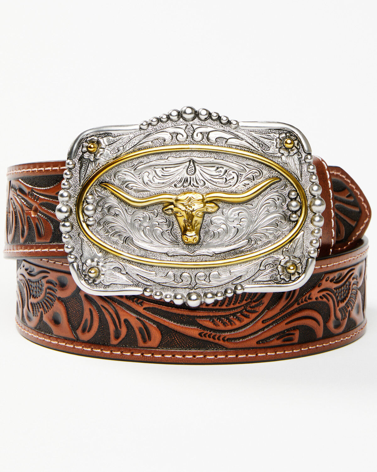 Cody James Men's Tooled Longhorn Buckle Belt - Country Outfitter