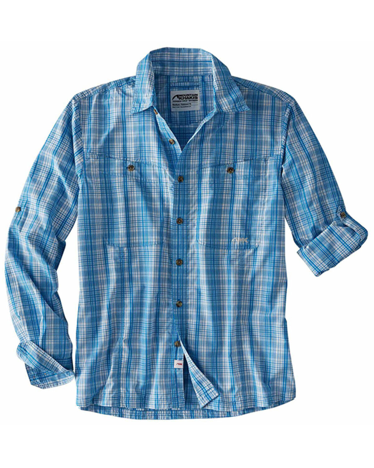 Image #1 - Mountain Khakis Men's Trail Creek Plaid Long Sleeve Button-Down Shirt, Orange, hi-res