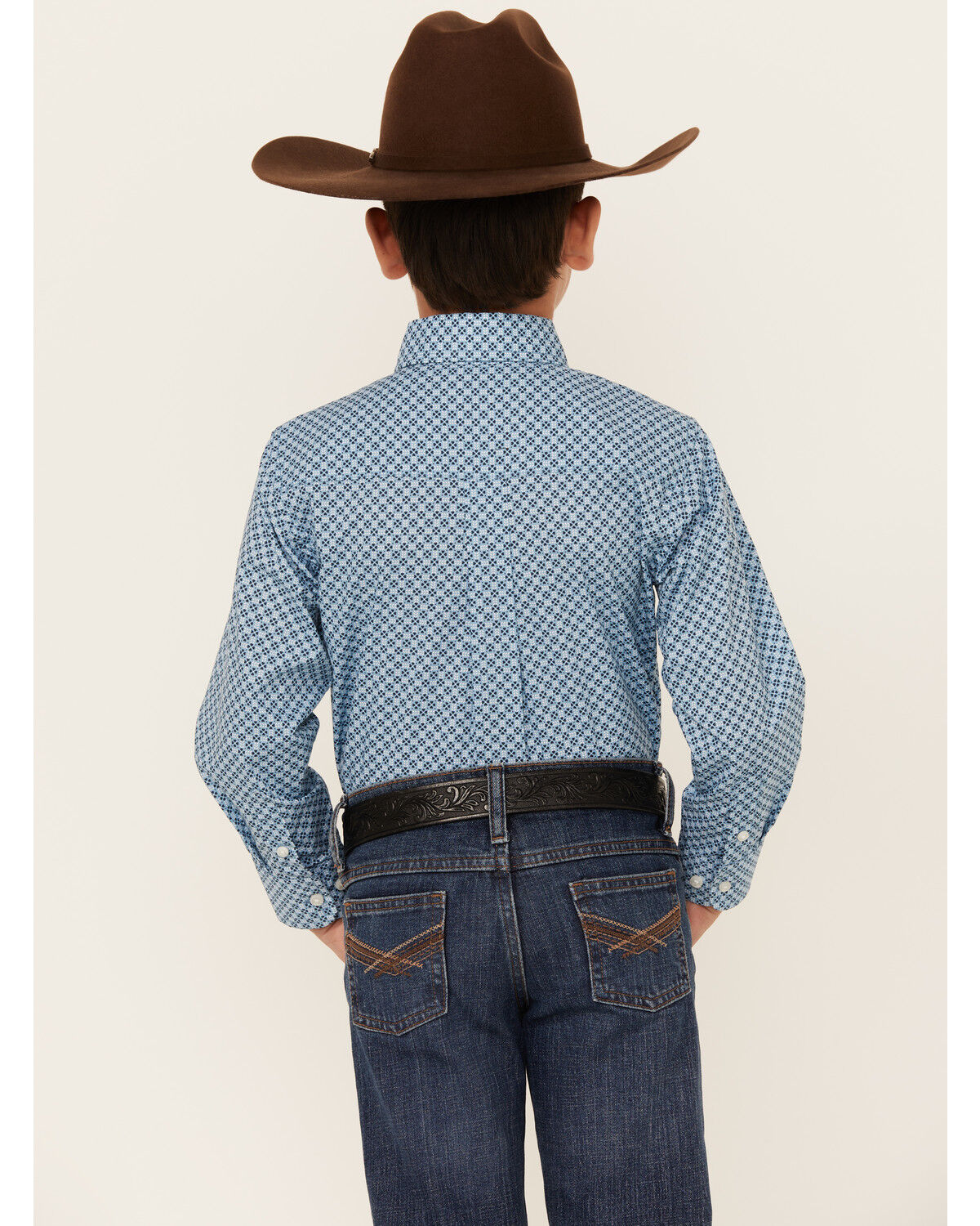 Image #4 - Wrangler Boys' Geo Print Long Sleeve Button-Down Western Shirt, , hi-res