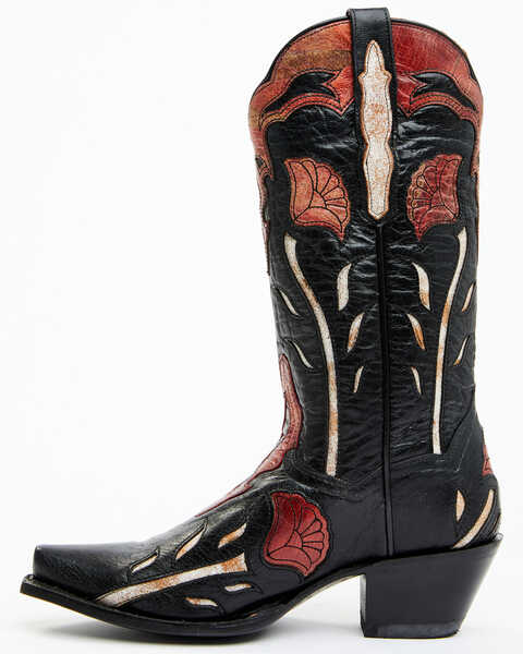 Image #3 - Dan Post Women's Alyssia Floral Leather Tall Western Boots - Snip Toe, Black, hi-res