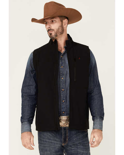 Justin Men's Solid Austin Zip-Front Fleece Vest , Black, hi-res