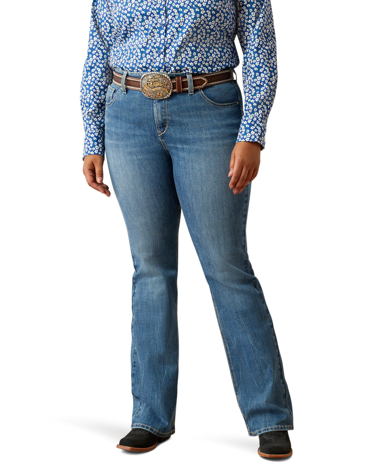 Image #3 - Ariat Women's Naz Medium Wash Perfect Rise Bootcut Stretch Denim Jeans - Plus, Medium Wash, hi-res
