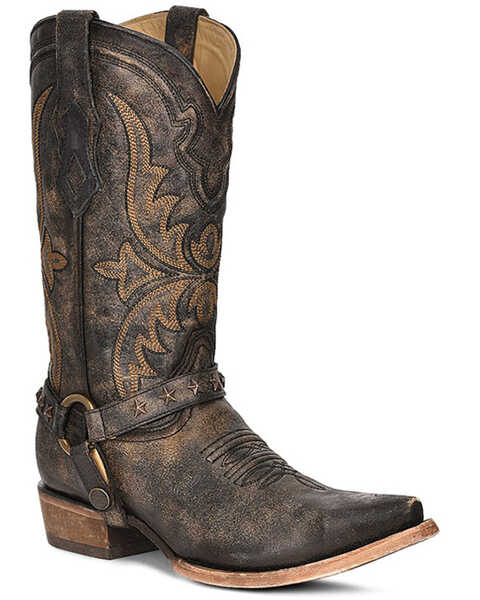 Corral Men's Embroidered and Harness Western Boots - Snip Toe, Black, hi-res