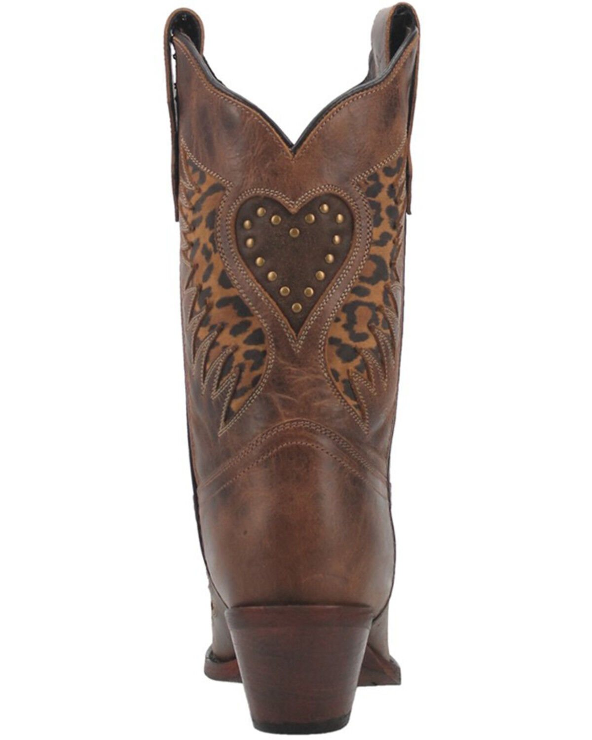 Image #5 - Laredo Women's Stella Leopard Print Inlay Studded Western Boots - Snip Toe, Brown, hi-res