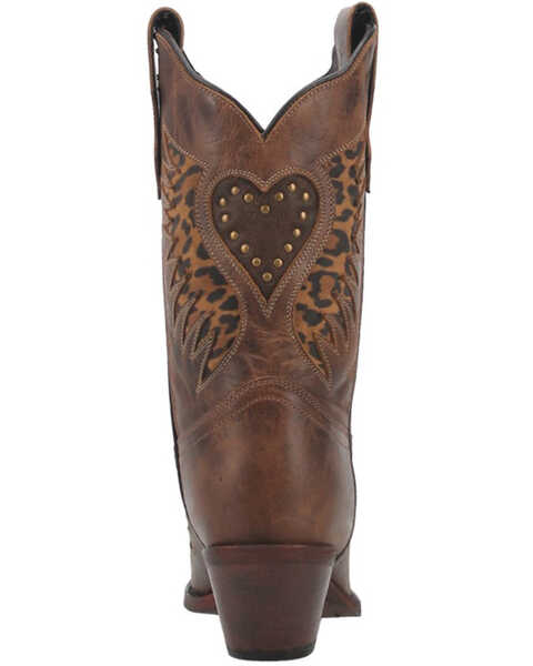 Image #5 - Laredo Women's Stella Leopard Print Inlay Studded Western Boots - Snip Toe, Brown, hi-res