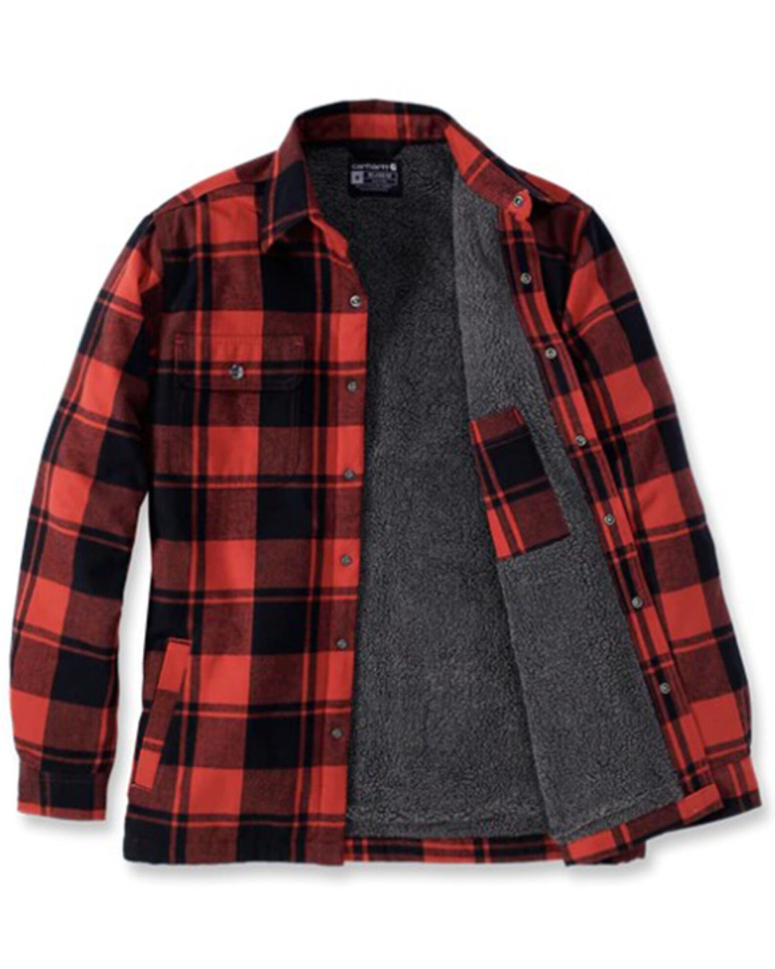 Carhartt Men s Relaxed Fit Sherpa Lined Flannel Shirt Jacket