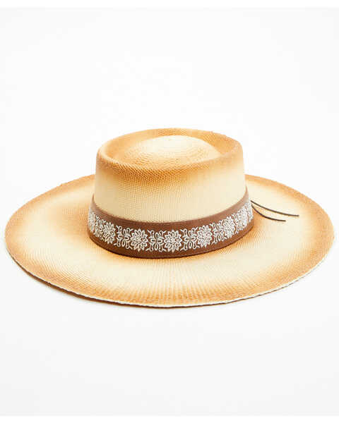 Shyanne Women's Croquette Straw Western Fashion Hat , Tan, hi-res