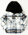 Image #1 - Urban Republic Infant Boys' Plaid Print Hooded Shirt Jacket, Navy, hi-res