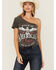 Image #1 - Youth in Revolt Women's Americana One Shoulder Tee, Black, hi-res