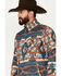 Image #2 - Rock & Roll Denim Men's Southwestern Print Jacquard Bomber Jacket, Teal, hi-res