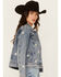 Image #2 - Veveret Women's Medium Wash Daisy Embroidered Denim Jacket, Medium Wash, hi-res