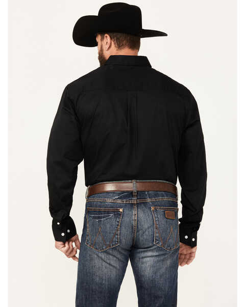 Image #4 - RANK 45® Men's Solid Performance Twill Logo Long Sleeve Button-Down Western Shirt , Black, hi-res
