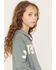 Image #2 - Wrangler Girls' Bold Logo Hoodie, Teal, hi-res