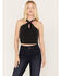 Image #1 - By Together Women's Criss Cross Halter Crop Top, Black, hi-res