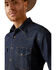 Image #3 - Ariat Men's Classic Denim Long Sleeve Snap Western Shirt - Big, Blue, hi-res