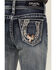 Image #2 - Grace in LA Girls' Medium Wash Horseshoe Embroidered Stretch Bootcut Jeans, Medium Wash, hi-res