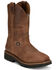 Image #1 - Justin Men's Ames 11" Pull-On Work Boots - Soft Toe, Medium Brown, hi-res