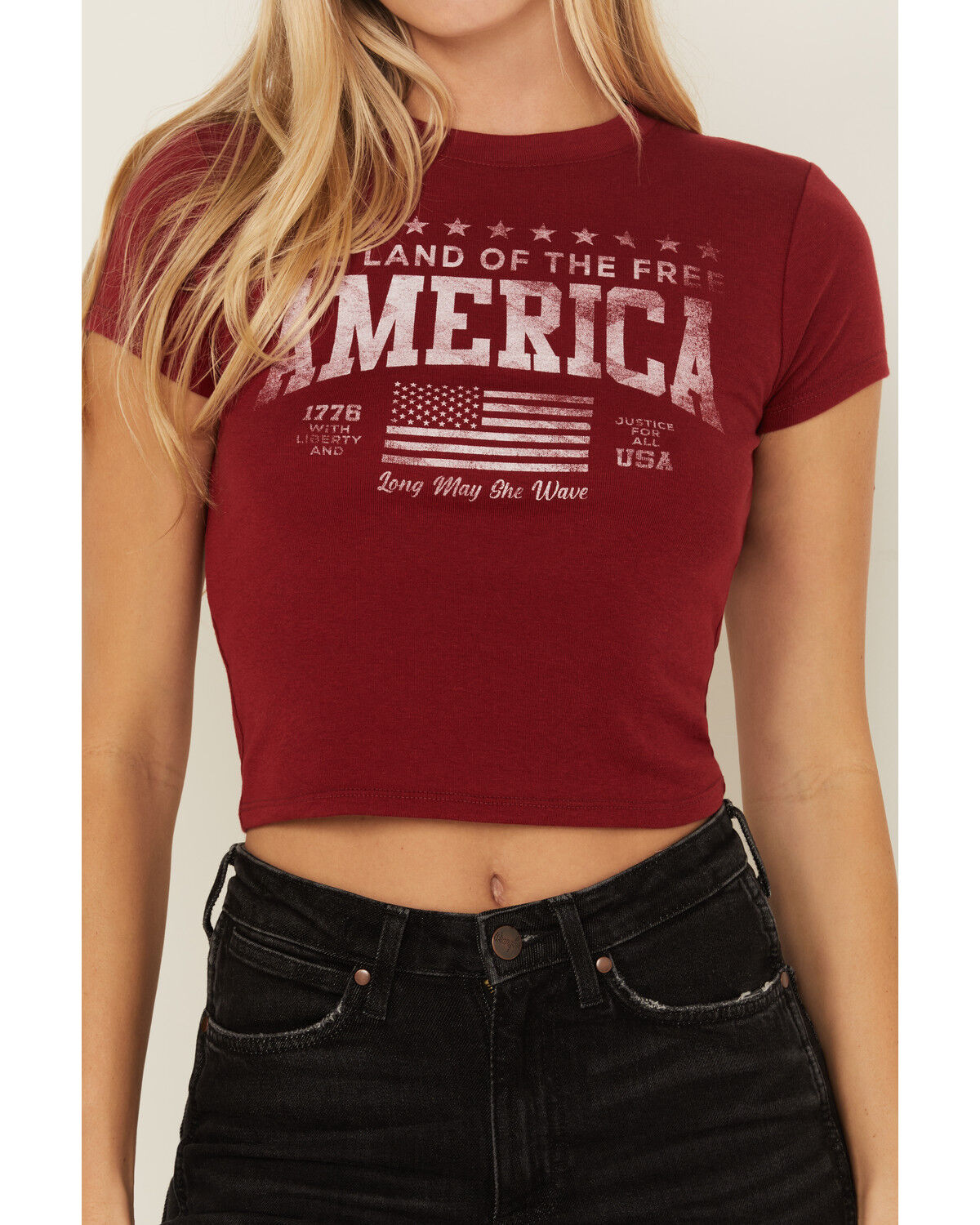 Image #3 - Youth in Revolt Women's Land Free Short Sleeve Graphic Tee, Red, hi-res