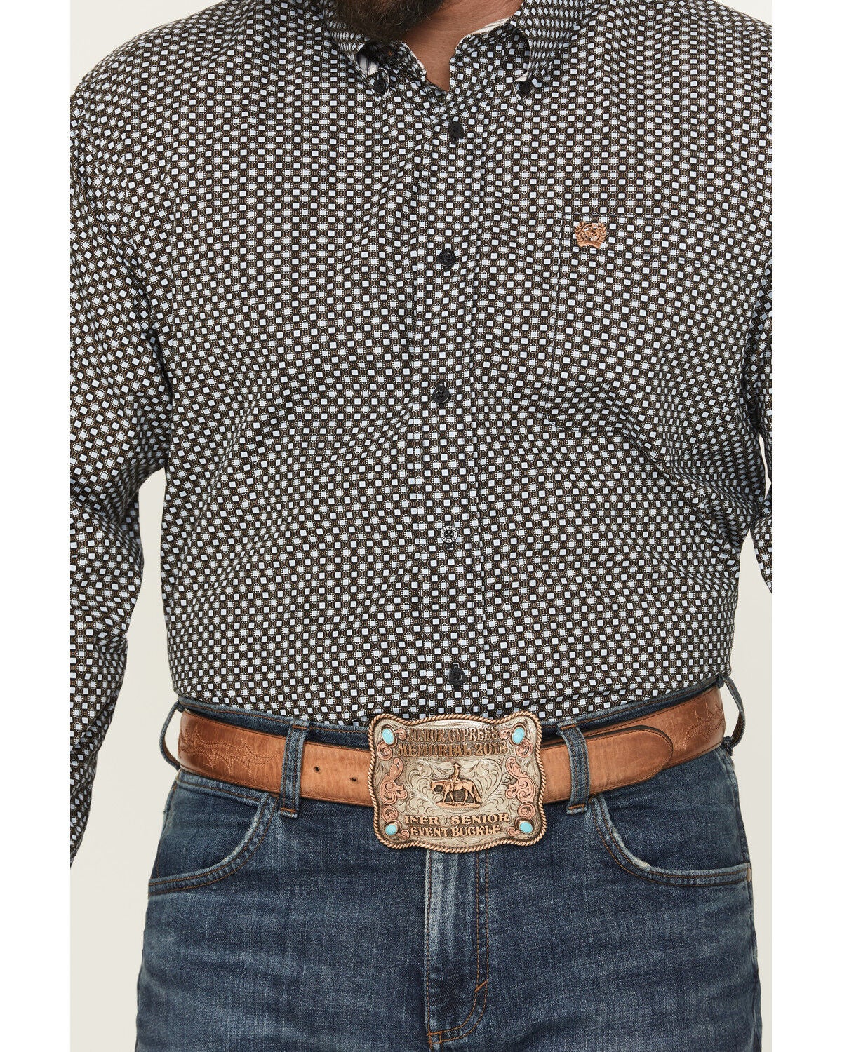 Image #3 - Cinch Men's Geo Print Long Sleeve Button-Down Western Shirt, Black, hi-res