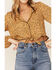 Image #2 - Wild Moss Women's Ditsy Tie Front Blouse, Mustard, hi-res